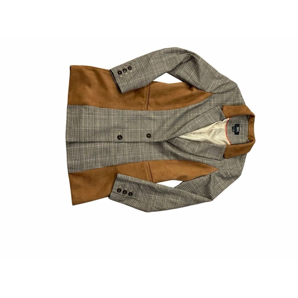 Anthropologie Maeve Harte Plaid Blazer Faux Suede Women’s Size 8